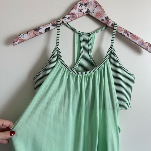 LULULEMON No Limits Tank Top In Fresh Teal / Mini Hyper Stripe Fresh Teal Size 8 - Picture 5 of 10